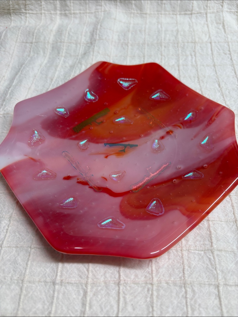 Unique Bullicante Accent plate with Iridescent Inlay Unbranded Murano?